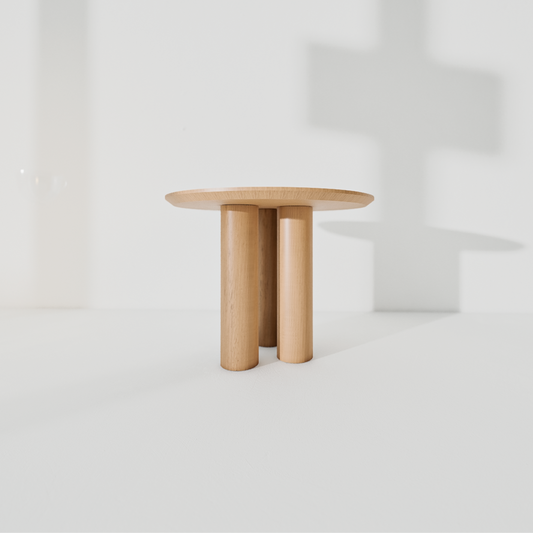 Mesa lateral artesanía madera