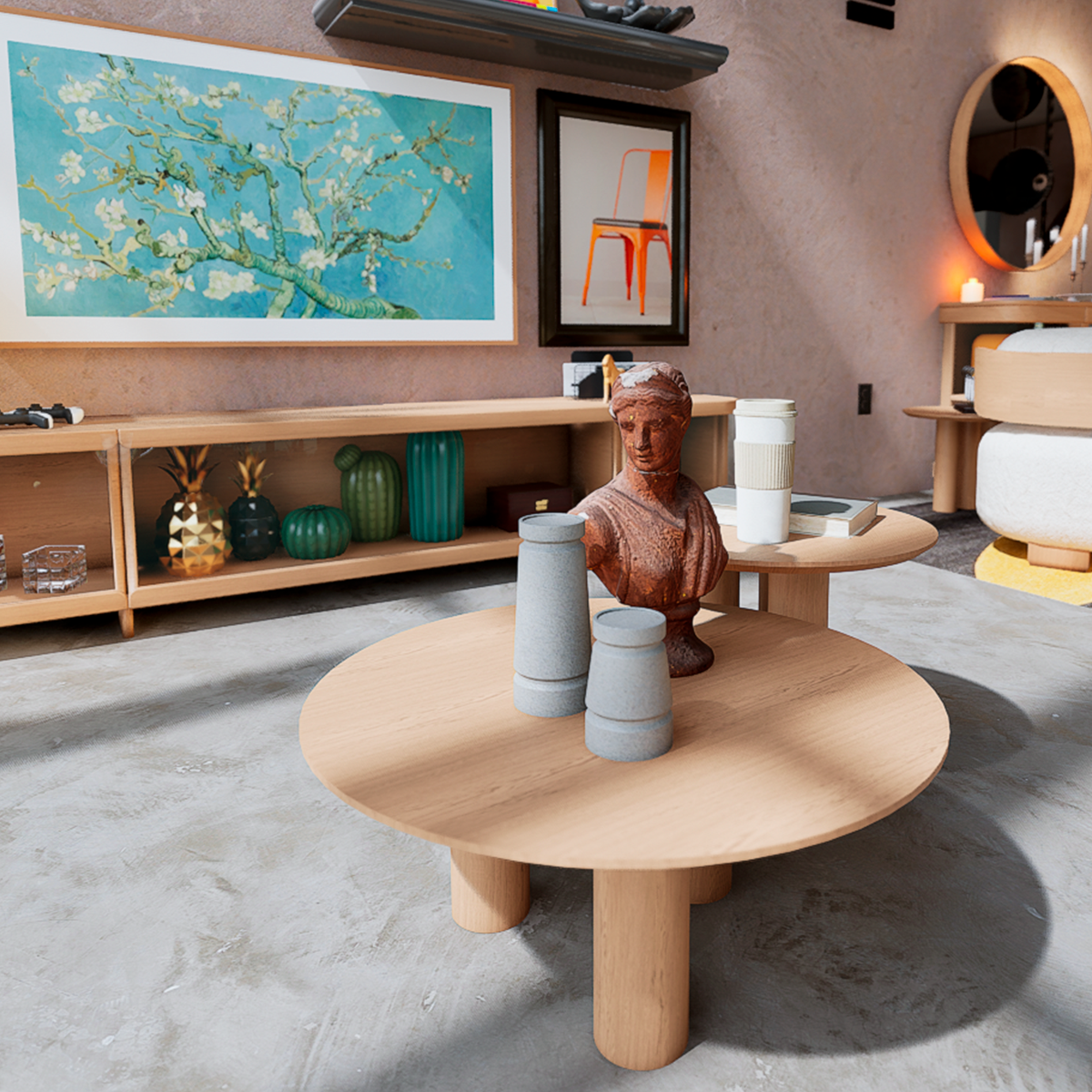 Mesa de centro artesanía madera